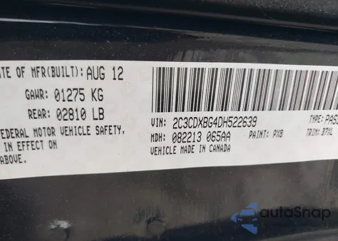 2013 Dodge Charger Se from USA, damaged, VIN 2C3CDXBG4DH522639